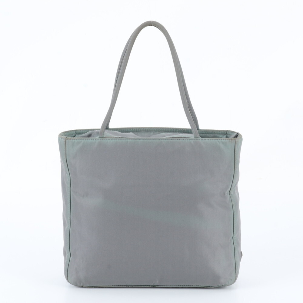 Prada Tessuto Nylon Triangle Logo Tote Bag Shoulder Handbag Gray Brand Women's